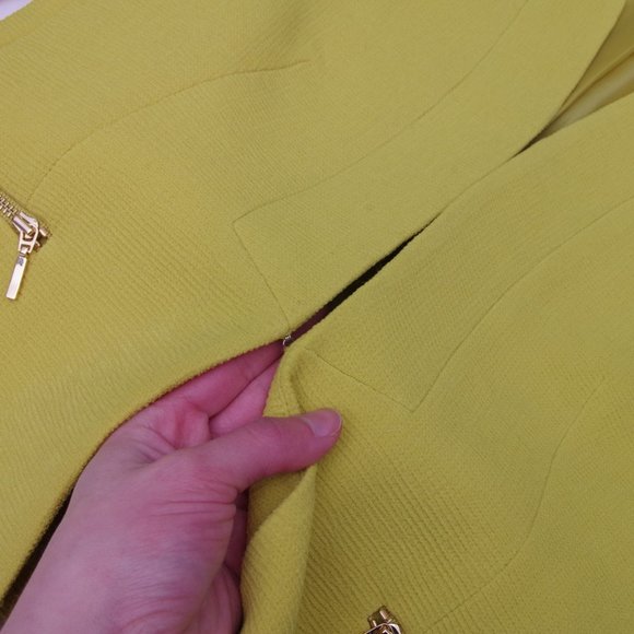 Tahari Structured Modern Chartreuse Texture Blazer - Picture 3 of 6
